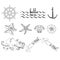 Set of various seaweeds and corals icons. Vector.