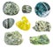 Set of various serpentine and serpentinite stones