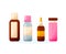 Set various sprays, syrups, drops, tablets, ointments, in different packages.