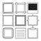 Set of various square frame and memo designed on white background with different shapes. Vector illustration in doodle style.