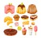 A set of various sweets, delicious, beautiful pastries and desserts.