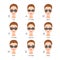 Set of various types of sunglasses.