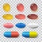 Set of various vector pills and tablets