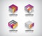 Set of vector abstract colorful geometric cube 3d