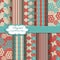 Set of vector abstract flower scrapbook pattern