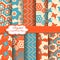 Set of vector abstract flower scrapbook pattern