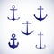Set of vector anchor icons or symbols