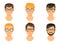 Set of vector avatars of young men, icons for website or apps, user icon, young guys in eyeglasses