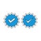 Set of vector badges and labels with check mark icons. Approved and certified icon. Check mark symbol. verified blue check logo
