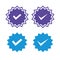 Set of vector badges and labels with check mark icons. Approved and certified icon. Check mark symbol. verified blue check logo