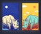 A set of vector banners with rhinoceros