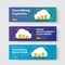 Set of vector banners with stacks of coins and a cloud with a ch