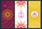 Set of vector banners template for for yoga class. Abstract outline illustration of person in lotus pose. Mandala ornament