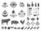 Set of vector barbecue logo, labels and icons