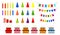 Set of vector birthday party elements isolated on white