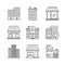 Set of vector building icons in sketch style