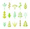 Set of vector bushes and herbs. Icons in a flat style.