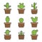 Set of vector cactus icons on white background.Icon.