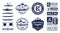 Set of vector canoeing and kayaking logo, badges and design elements