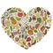 Set of vector cartoon doodle Diet food objects collected in a heart