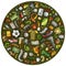 Set of vector cartoon doodle Football objects collected in a circle