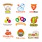 Set of vector children goods logos.