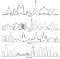 Set of vector cities silhouette Paris, Berlin, Moscow and New Y