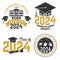 Set of Vector Class of 2024 badges Concept for shirt, print, seal, overlay or stamp, greeting, invitation card