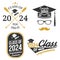 Set of Vector Class of 2024 badges Concept for shirt, print, seal, overlay or stamp, greeting, invitation card