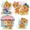 Set vector clip art illustrations of funny teddy bears