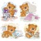 Set of vector clip art illustrations of teddy bears and their hand maid hobby