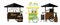 Set of vector coffee, beer and lemonade carts. Vector flat illustration of a street fast food. Point drinks of sale