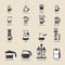 Set of Vector Coffee Elements and coffee machine icons Illustration.