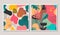 Set of vector colorful collage contemporary natural seamless patterns. Modern abstract shapes, hand drawn textures