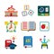 Set of vector colorful education icons in flat style