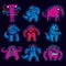 Set of vector cool cartoon monsters, colorful weird creatures.