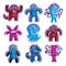 Set of vector cool cartoon monsters, colorful weird creatures. C