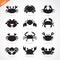 Set of vector crab icons on white background. Aquatic animals