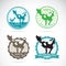 Set of vector an dairy cows label