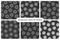 Set of vector dark seamless virus patterns. Monochrome endless design. Abstract repeatable bacteria backgrounds