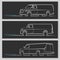 Set of vector delivery van or commercial vehicle silhouettes