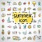 Set of vector doodle summer icons