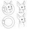 A set of vector drawing of the chihuahua in the collar. EPS10