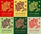 Set of vector drawings of blood red hawthorn in different colors. Hand drawn illustration. Latin name CRATAEGUS SANGUINEA PALL