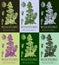 Set of vector drawings of Melissa officinalis in different colors. Hand drawn illustration. Latin name MELISSA OFFICINALIS L