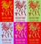 Set of vector drawings of a wild rose, ROSEHIP MAY in various colors. Hand drawn illustration. Latin name ROSA MAJALIS HERRM