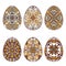 Set of vector easter eggs with beautiful oriental ornaments. Collection of decorative isolated elements to Easter