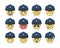 Set of vector emoticons in line style. Cute police icons.