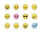 Set of vector emoticons in line style, emoji on white background. Cute icons