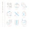 Set of vector engineering icons and concepts in mono thin line style